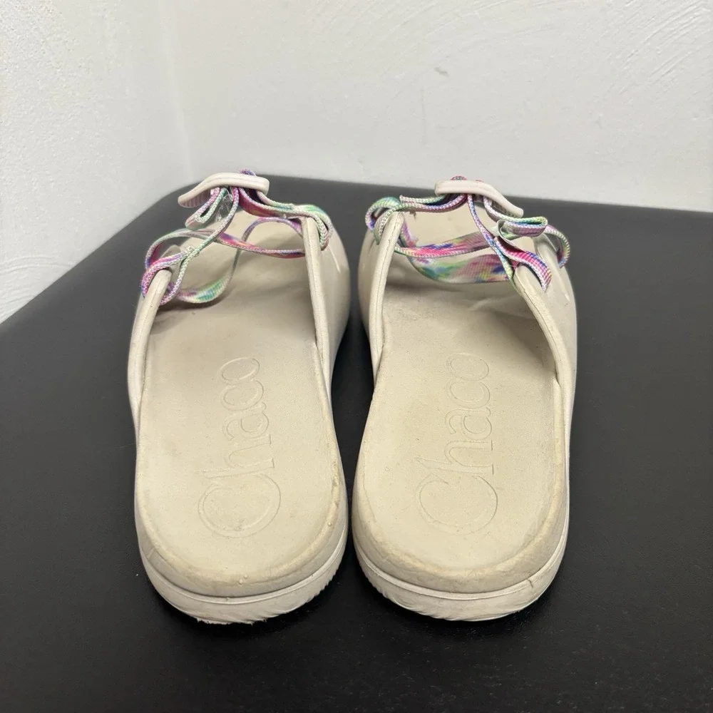 Chaco Chillos Kids Girls White with Tie Dye Sandals Slides Size‎ 5 Junior's
